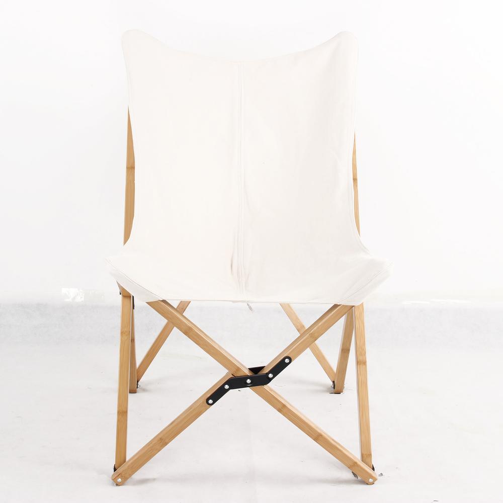 AmeriHome Canvas and Bamboo Butterfly Chair - White. Picture 5