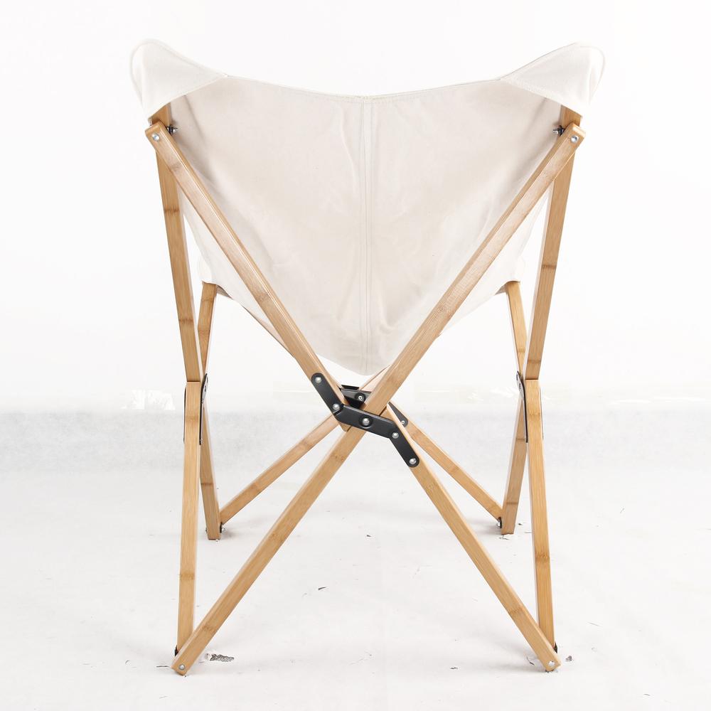 AmeriHome Canvas and Bamboo Butterfly Chair - White. Picture 4