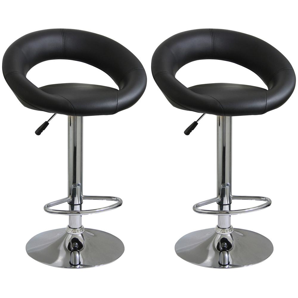 AmeriHome Classic Relaxed Bar Stool - 2 Pc Black. Picture 1