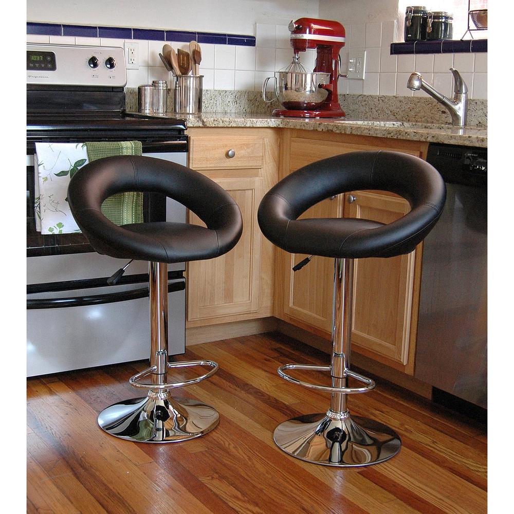 AmeriHome Classic Relaxed Bar Stool - 2 Pc Black. Picture 2