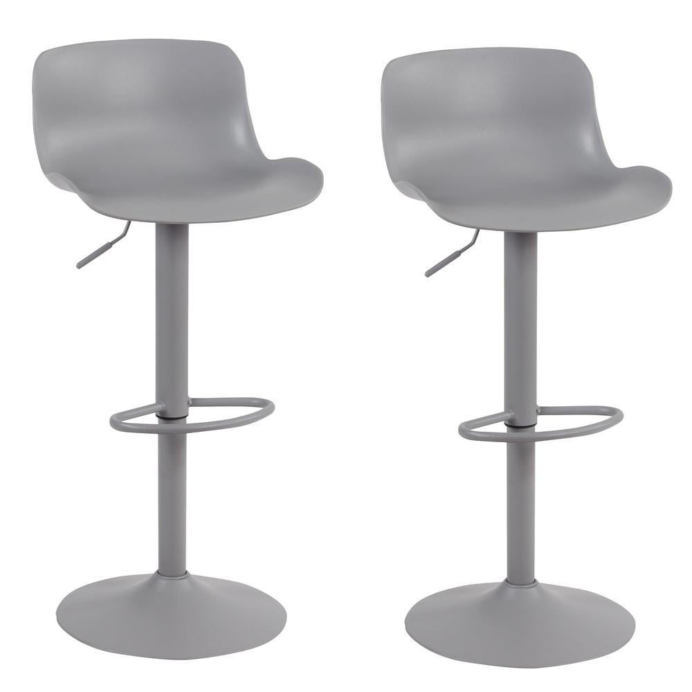AmeriHome Adjustable Height Solid Color Monochromatic Bar Stool Set- Gray. Picture 1
