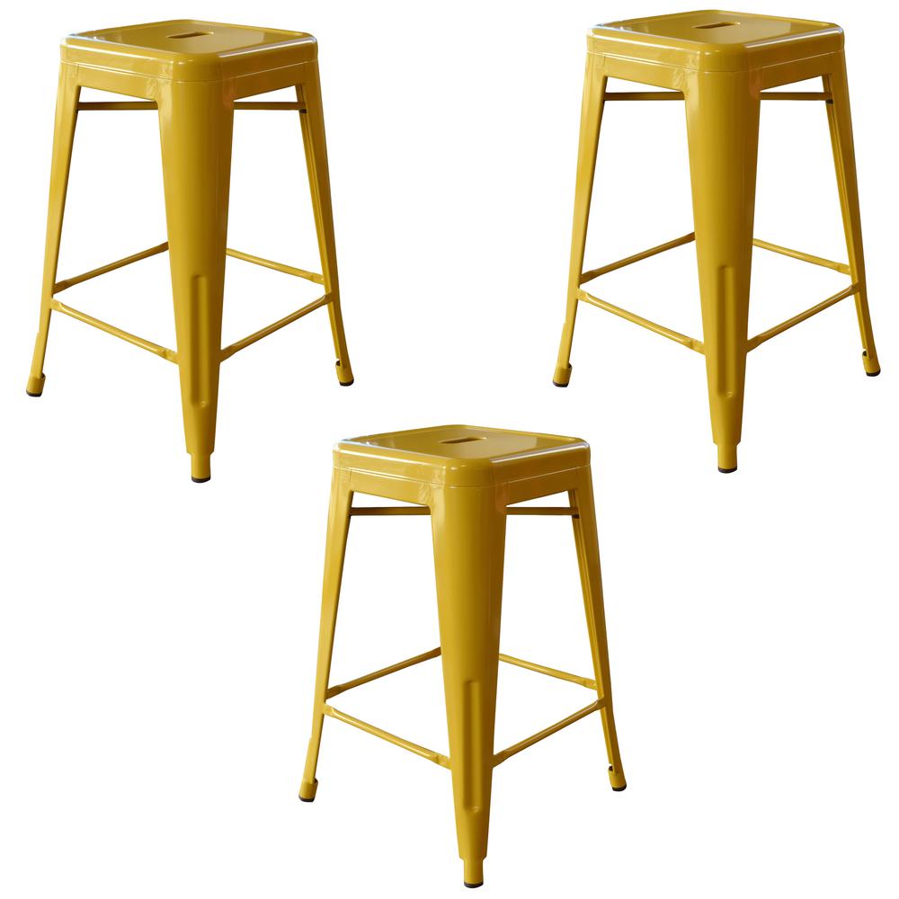 AmeriHome Loft Gold 24 in. Metal Bar Stool - 3 Piece. Picture 1