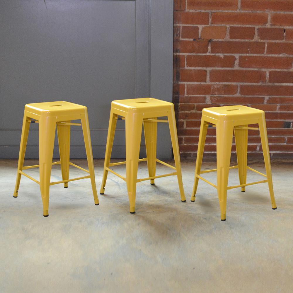 AmeriHome Loft Gold 24 in. Metal Bar Stool - 3 Piece. Picture 2
