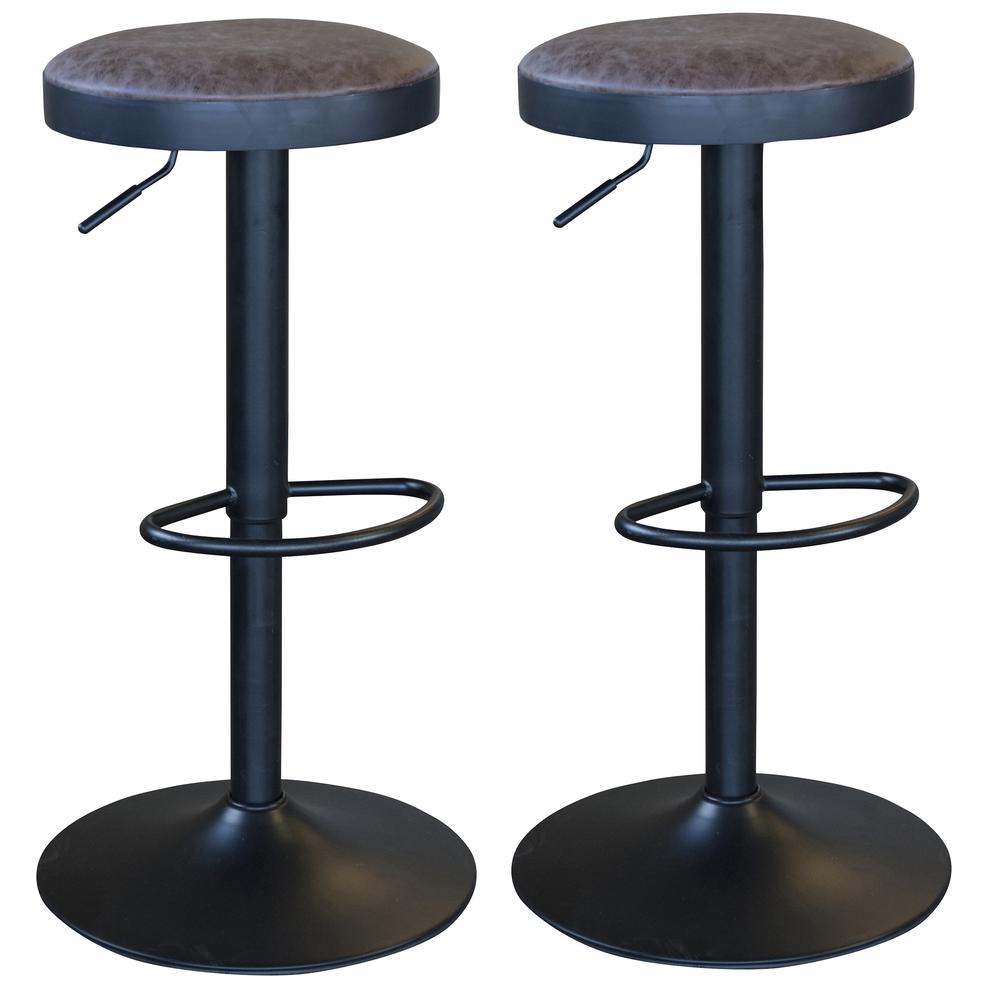 AmeriHome Classic Brown Faux Leather Bar Stool Set. Picture 4