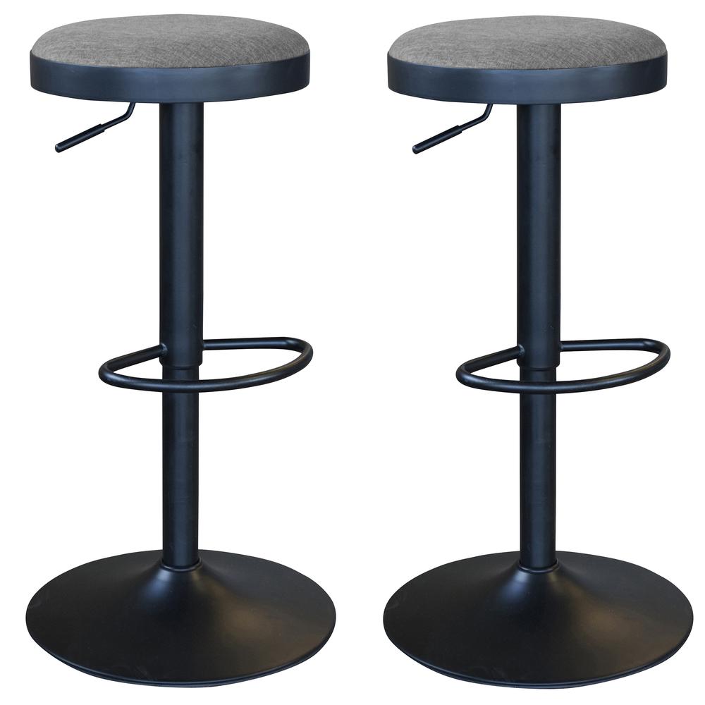 AmeriHome Classic Charcoal Gray Fabric Bar Stool Set. Picture 5