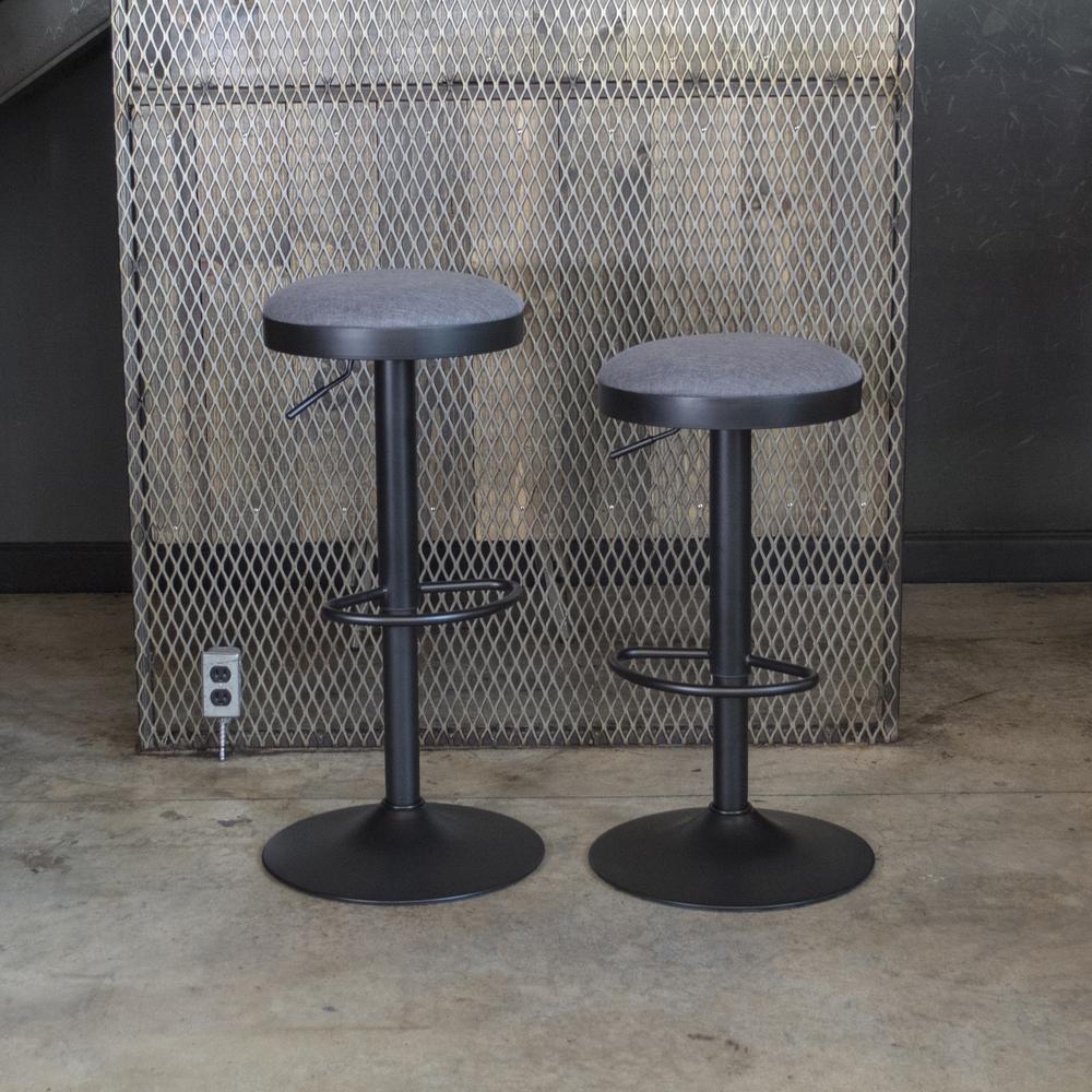 AmeriHome Classic Charcoal Gray Fabric Bar Stool Set. Picture 2