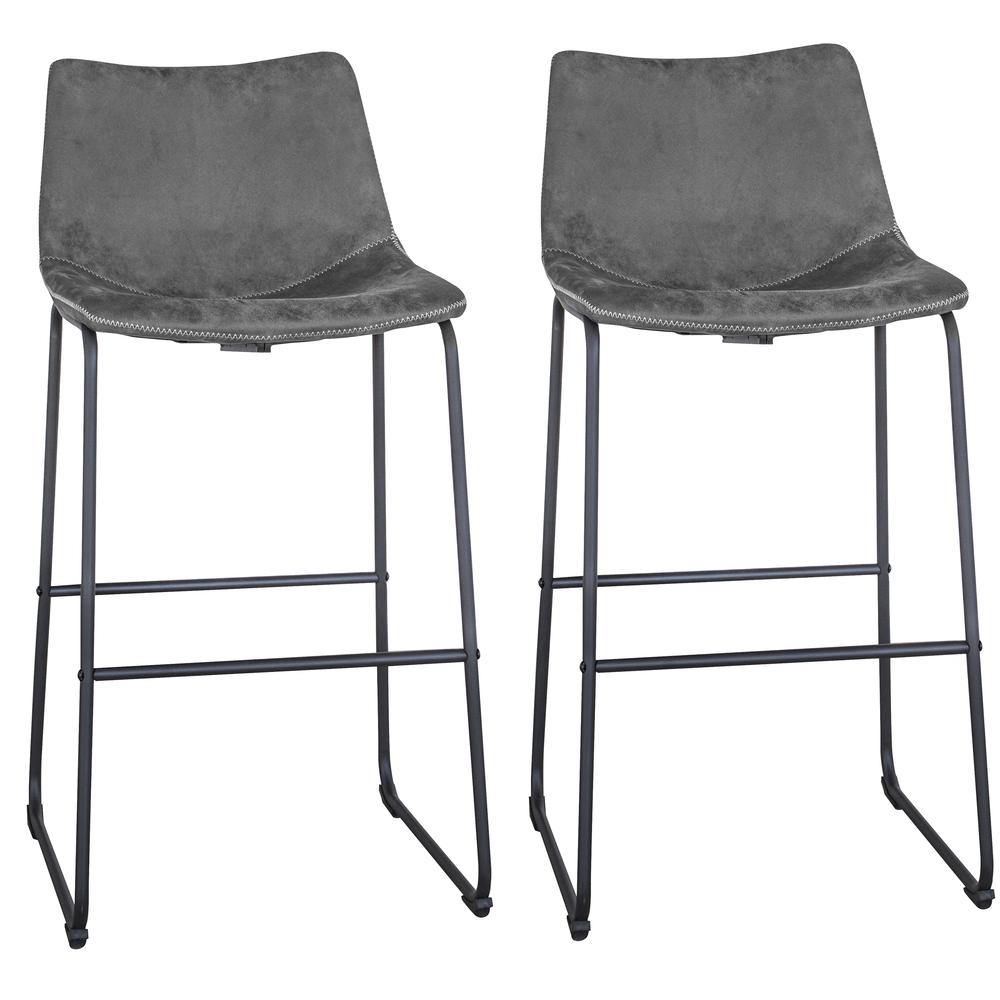 AmeriHome Classic Faux Leather 30 inch Pub Height Chair Set - Grey. Picture 1