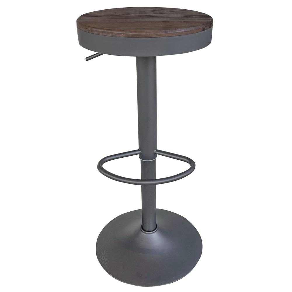 Round Adjustable Height Bar Stools with Wood Seat – Espresso Stain. Picture 4