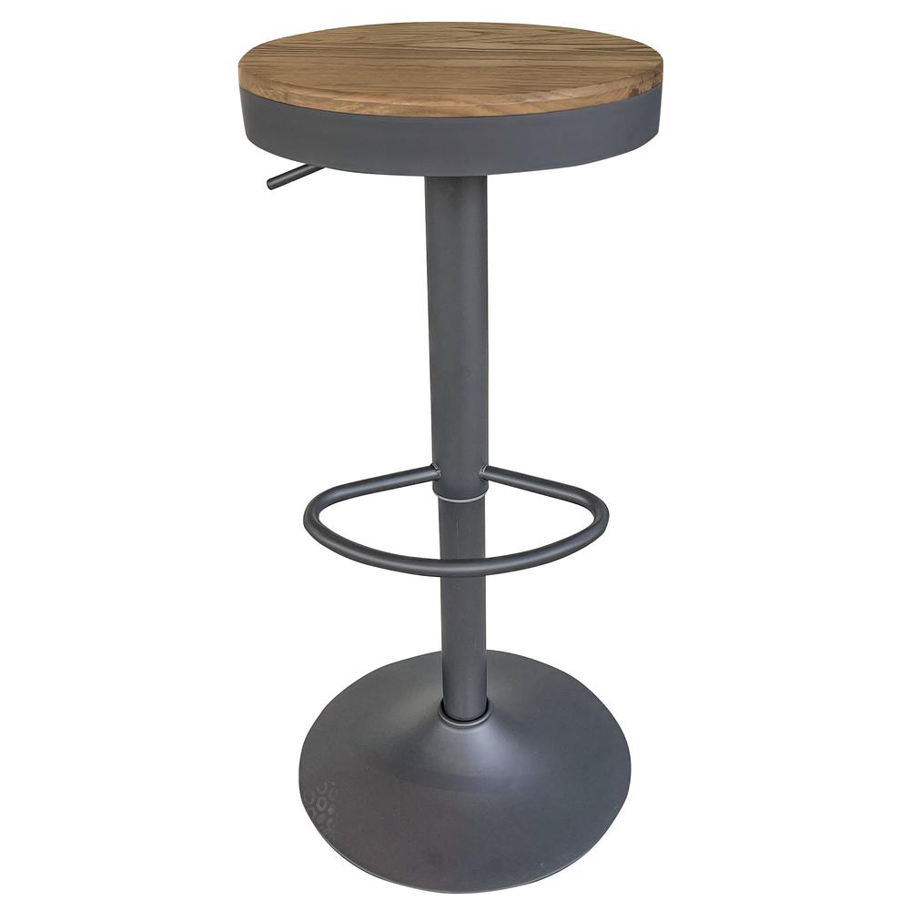 Round Adjustable Height Bar Stools with Wood Seat – Natural Stain. Picture 4