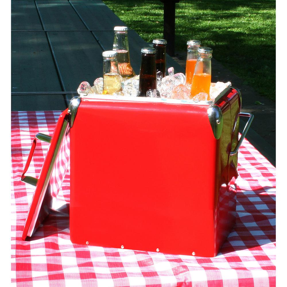 Retro Style Picnic Cooler - Red. Picture 3