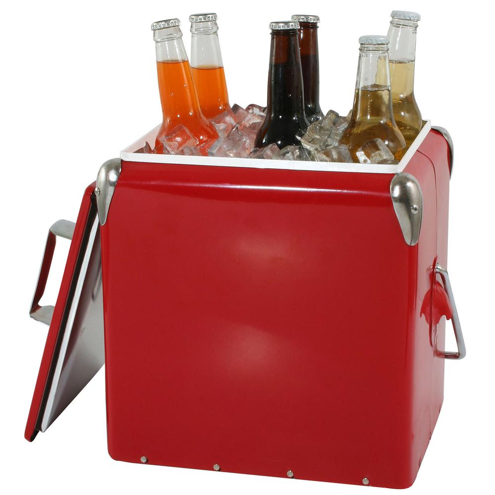 Retro Style Picnic Cooler - Red. Picture 2