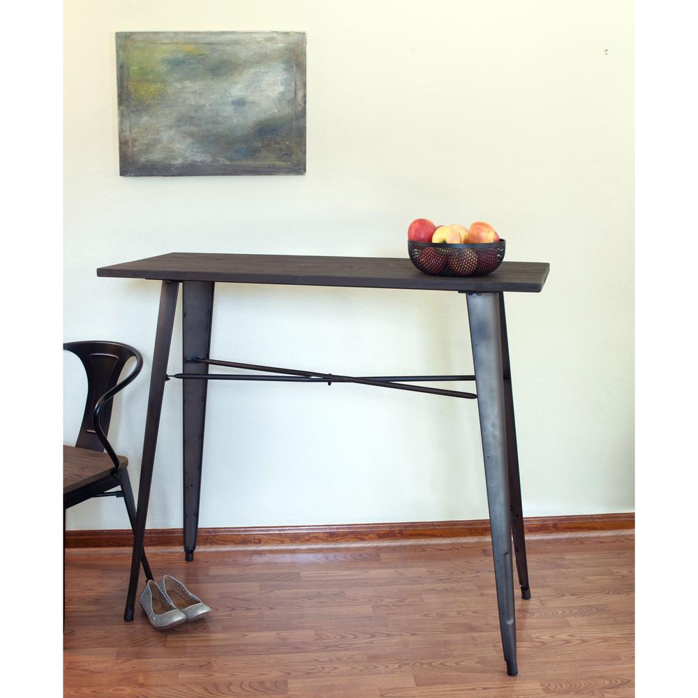 AmeriHome Loft Rustic Gunmetal Counter Height Dining Table. Picture 2