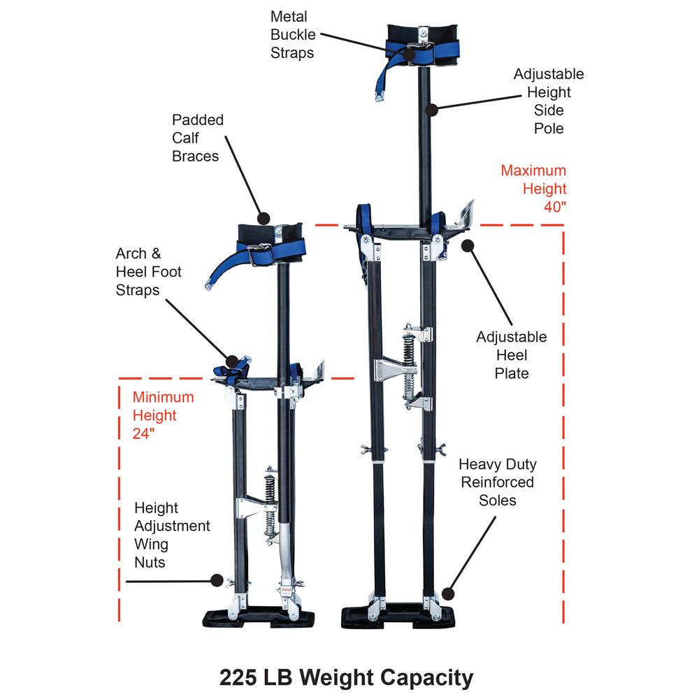 Adjustable Magnesium Drywall Stilts (24" - 40"). Picture 3