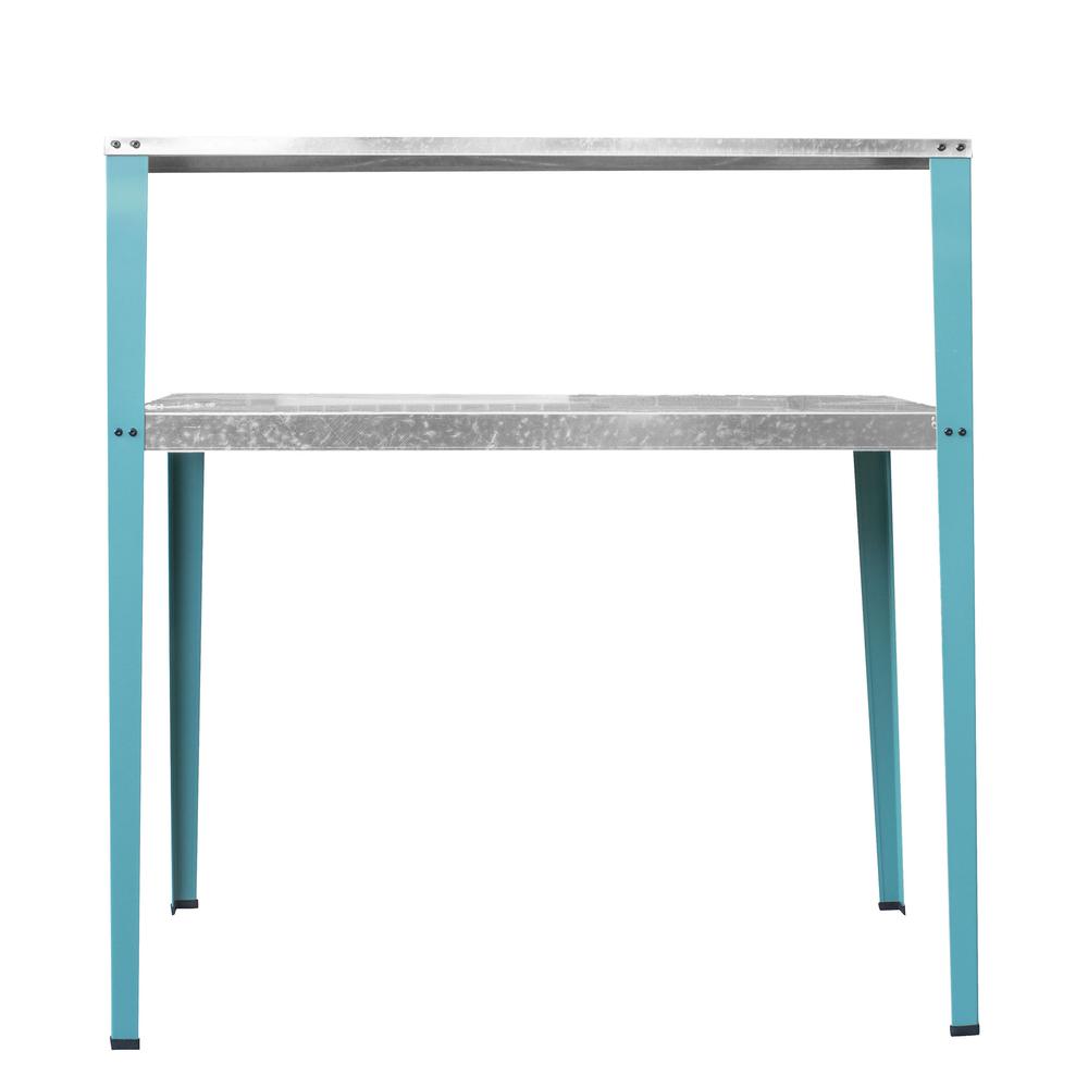 Multi-Use Steel Table/Work Bench with Teal Legs. Picture 1
