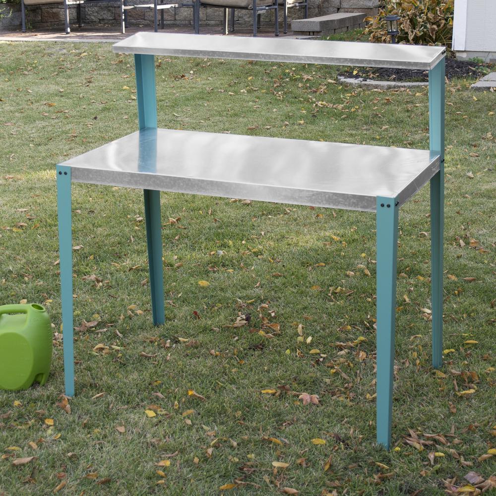 Multi-Use Steel Table/Work Bench with Teal Legs. Picture 4