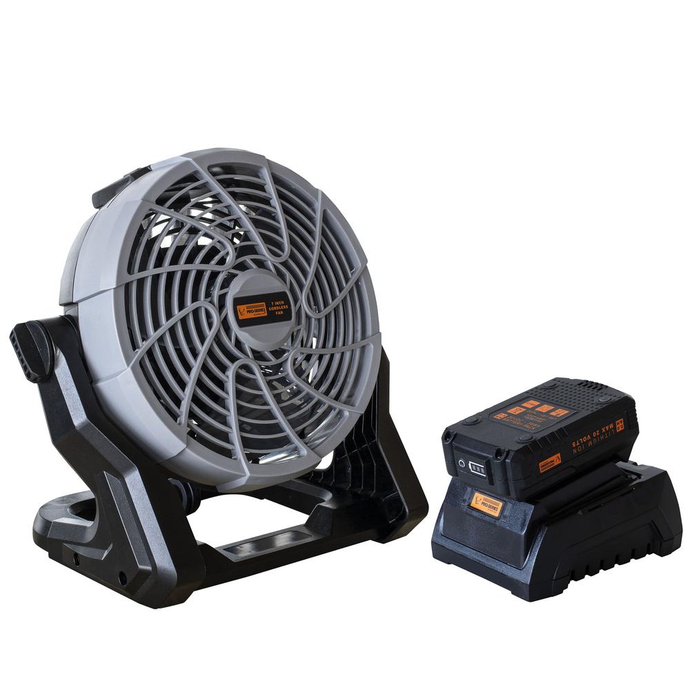 3-Speed Cordless Fan 20V Lithium Ion Rechargeable Battery and Charger. Picture 1