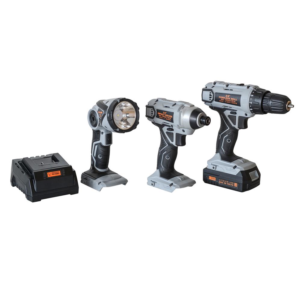 5 Piece Combo Kit with Light - 3/8 inch Drill and 1/4 inch Impact Driver Set. Picture 1