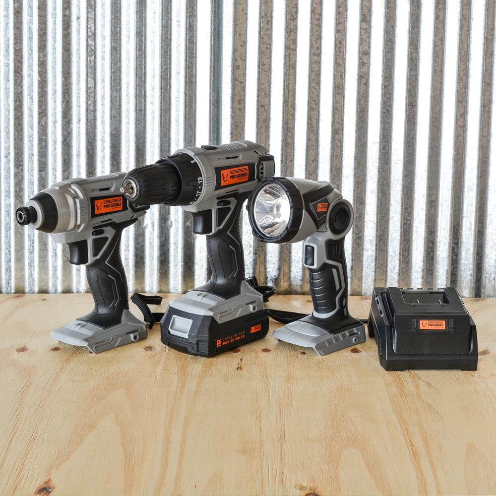 5 Piece Combo Kit with Light - 3/8 inch Drill and 1/4 inch Impact Driver Set. Picture 2