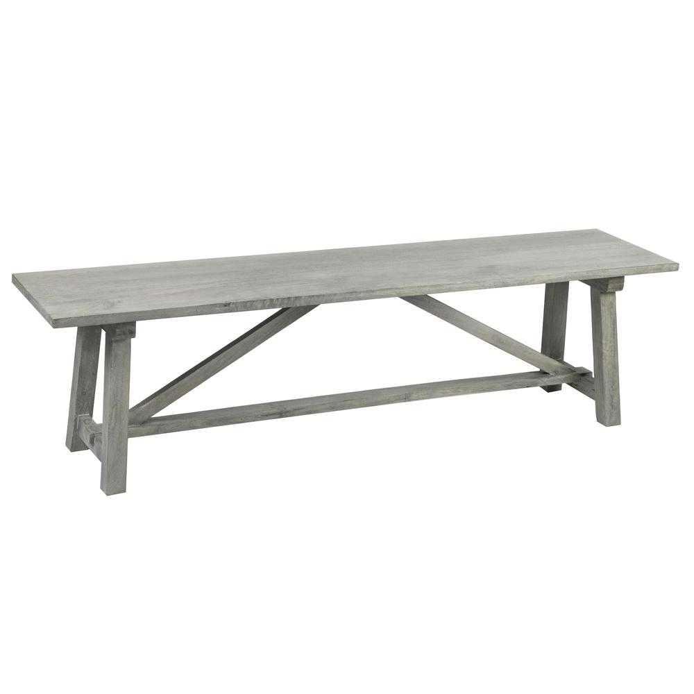 AmeriHome Trestle Farm House Mango Wood 53 in. Bench - Grey. Picture 1
