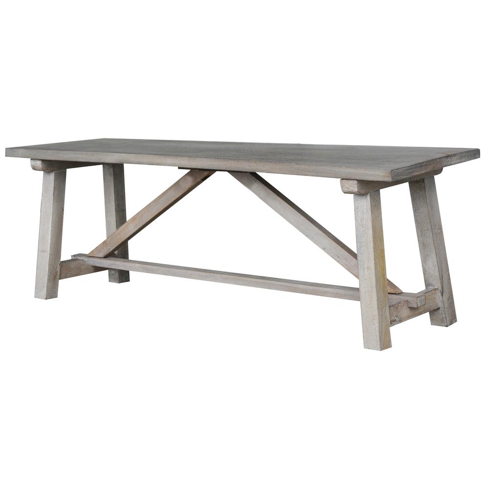 AmeriHome Trestle Farm House Mango Wood 53 in. Bench - Grey. Picture 3