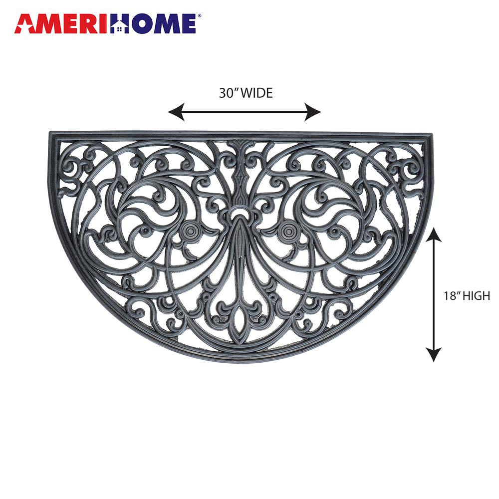 Arc Shape Decorative Scrollwork Rubber Entry Mat 18 in. x 30 in. 2 Piece Set. Picture 6