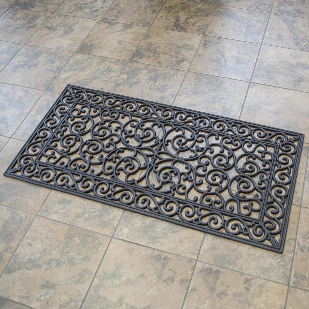 4 Ft x 2 Ft Decorative Scrollwork Entryway Rubber Door Mat - 2 Pack. Picture 6