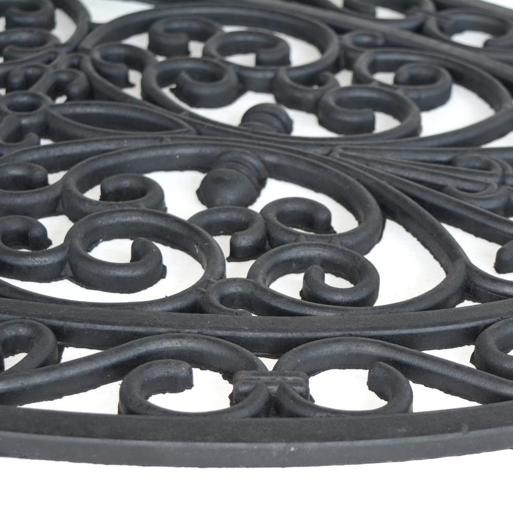 Oval Shape Decorative Scrollwork Rubber Entry Mat 18 x 30 in. 2 Piece Set. Picture 5