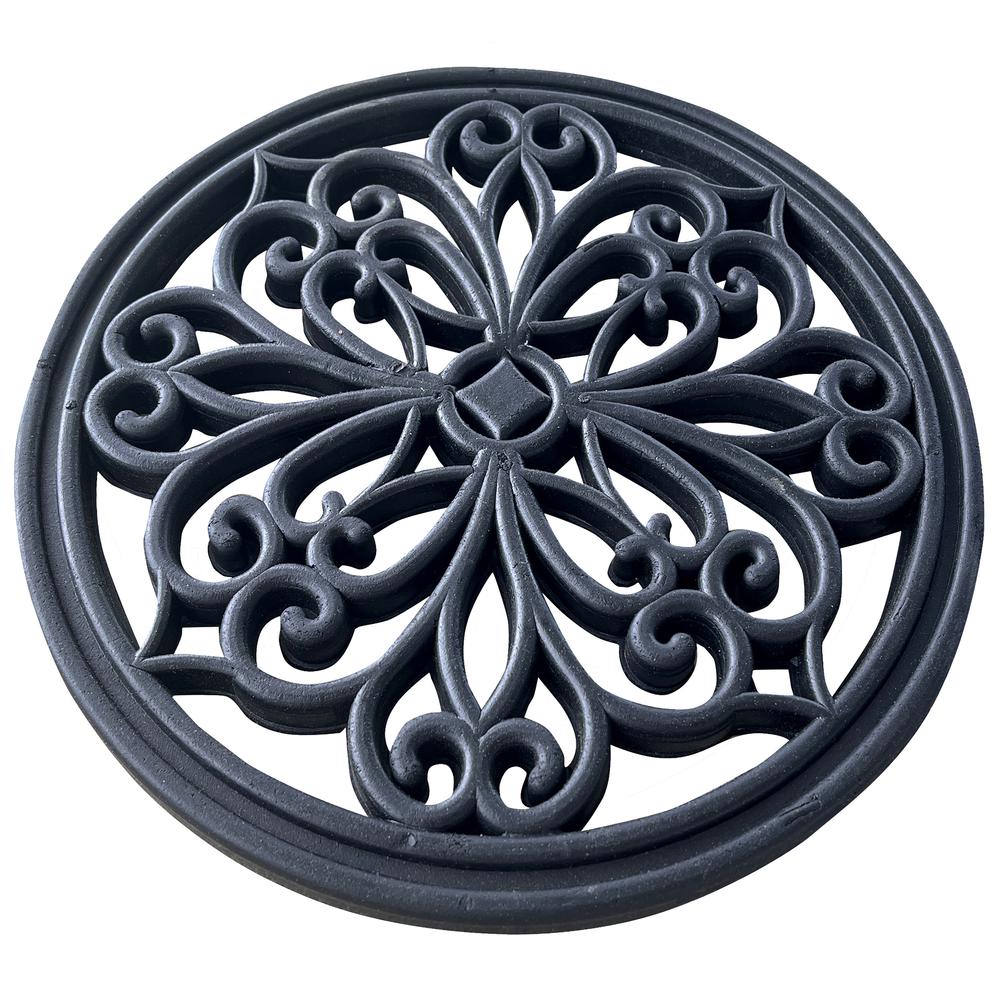 4 Piece 12 inch Round Rubber Scrollwork Step Mat Set. Picture 5