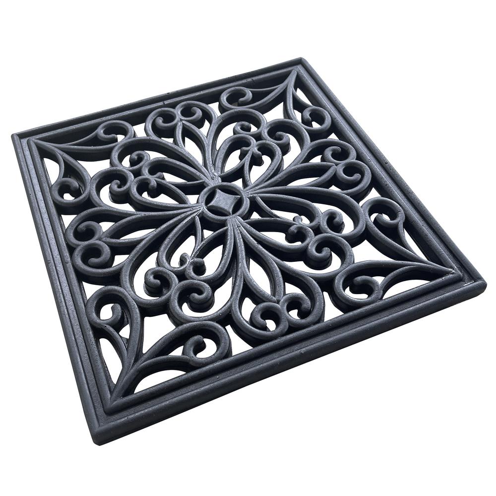 4 Piece 12 inch Square Rubber Scrollwork Step Mat Set. Picture 2