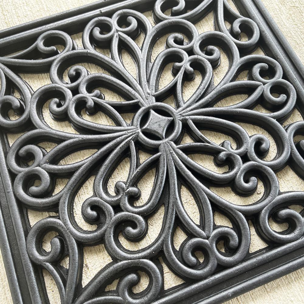 4 Piece 12 inch Square Rubber Scrollwork Step Mat Set. Picture 6