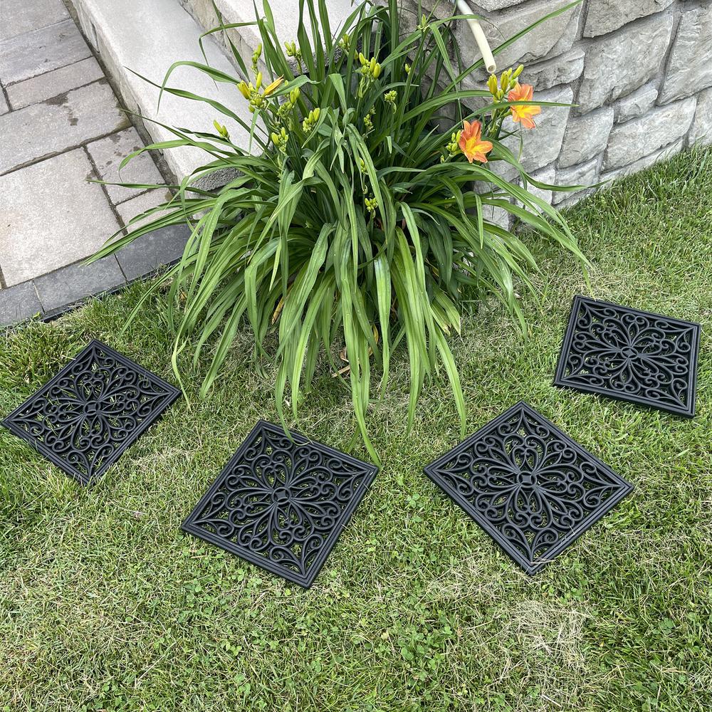 4 Piece 12 inch Square Rubber Scrollwork Step Mat Set. Picture 4