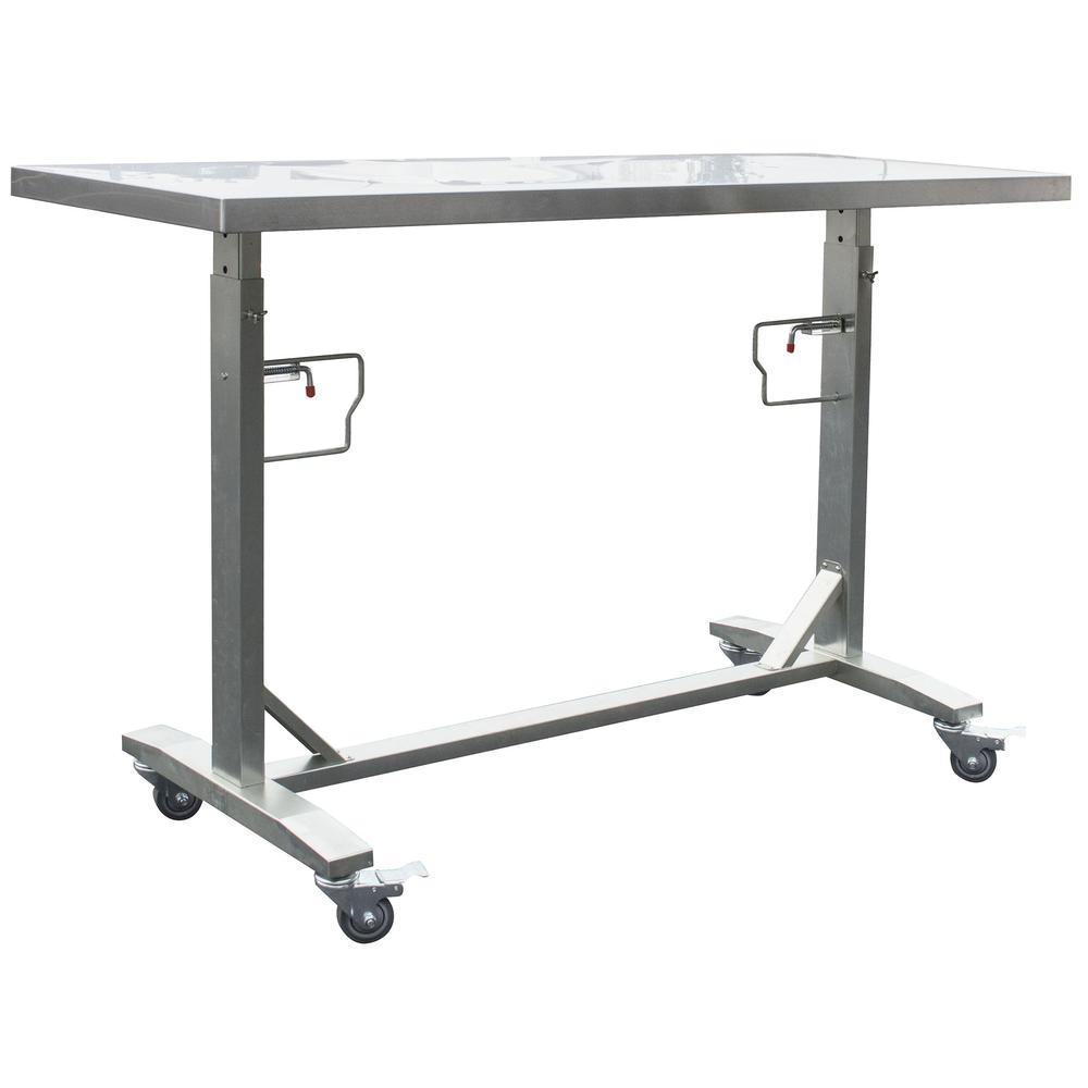 Stainless Steel Adjustable Height Work Table With Rolling Locking Casters. Picture 1