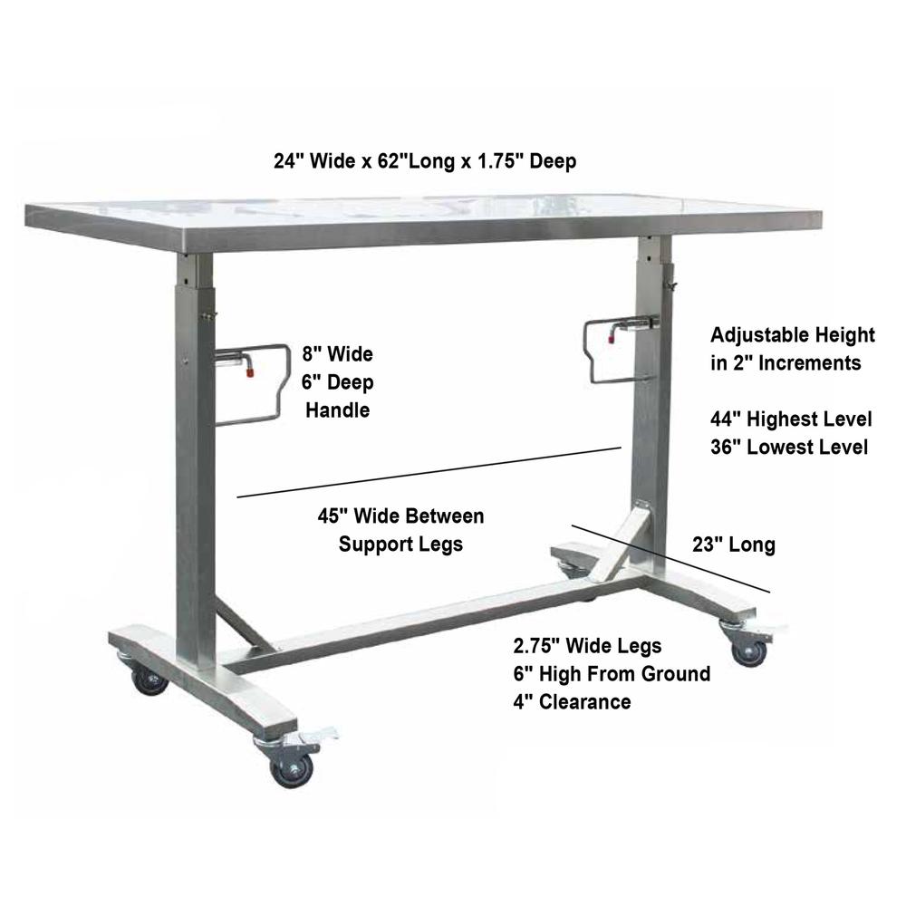 Stainless Steel Adjustable Height Work Table With Rolling Locking Casters. Picture 8