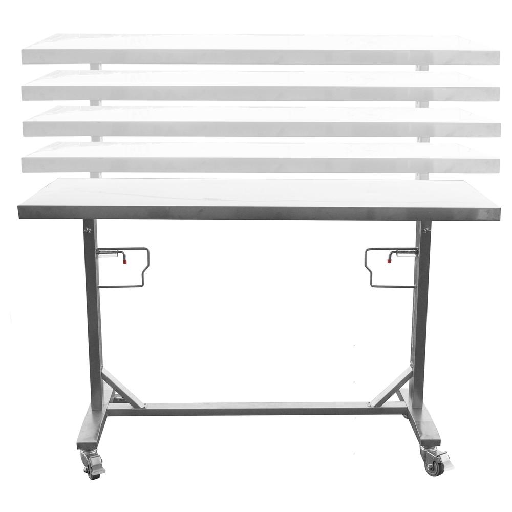 Stainless Steel Adjustable Height Work Table With Rolling Locking Casters. Picture 3
