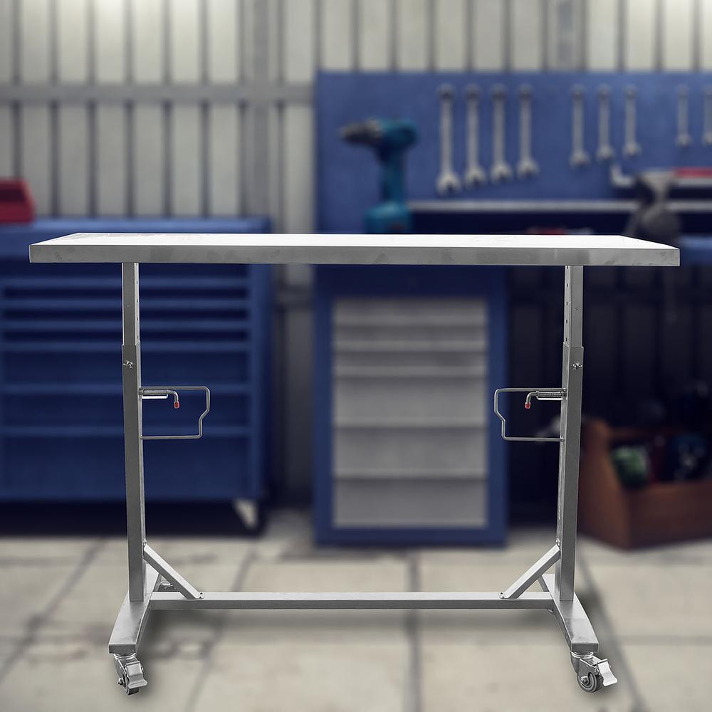 Stainless Steel Adjustable Height Work Table With Rolling Locking Casters. Picture 2