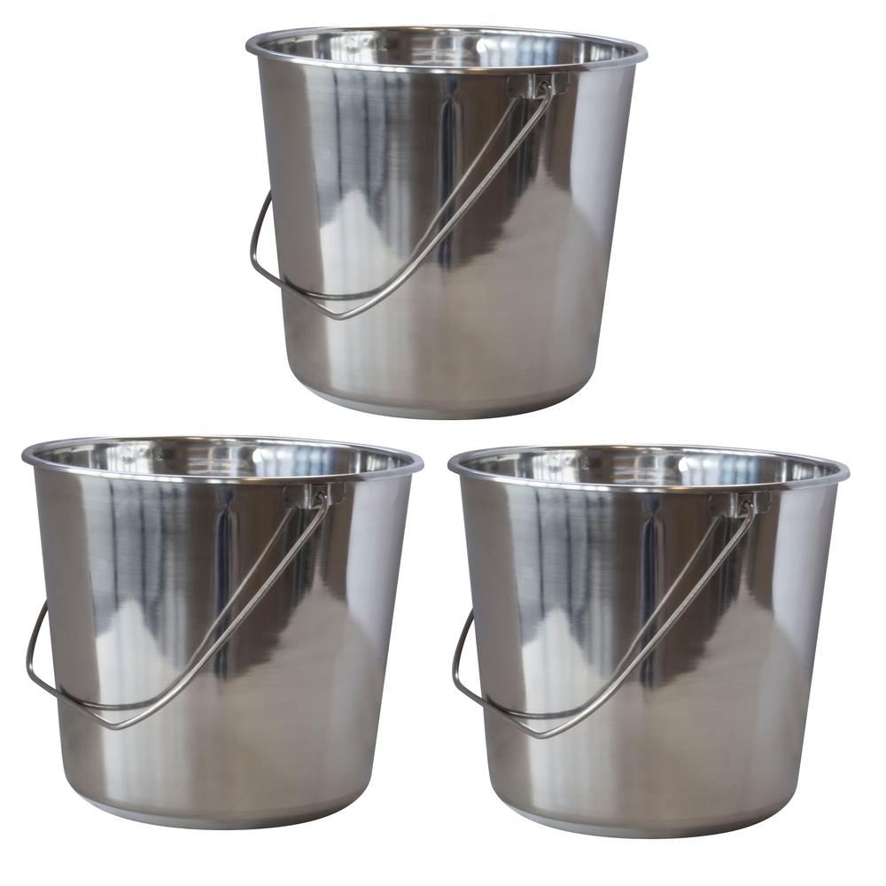 Large Stainless Steel Bucket Set – 3 Piece. Picture 2