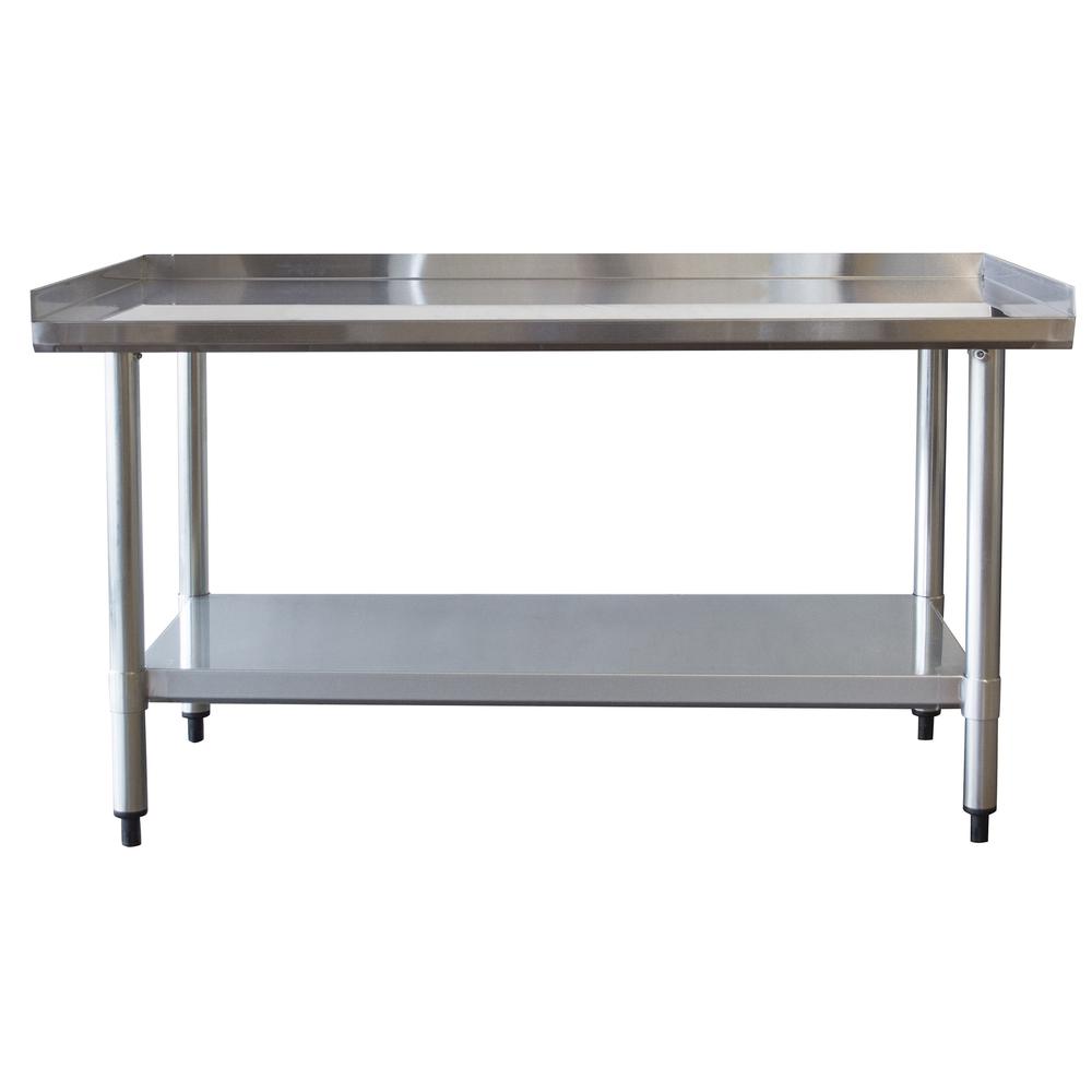 Upturned Edge Stainless Steel Work Table 24 x 48 Inches. Picture 1
