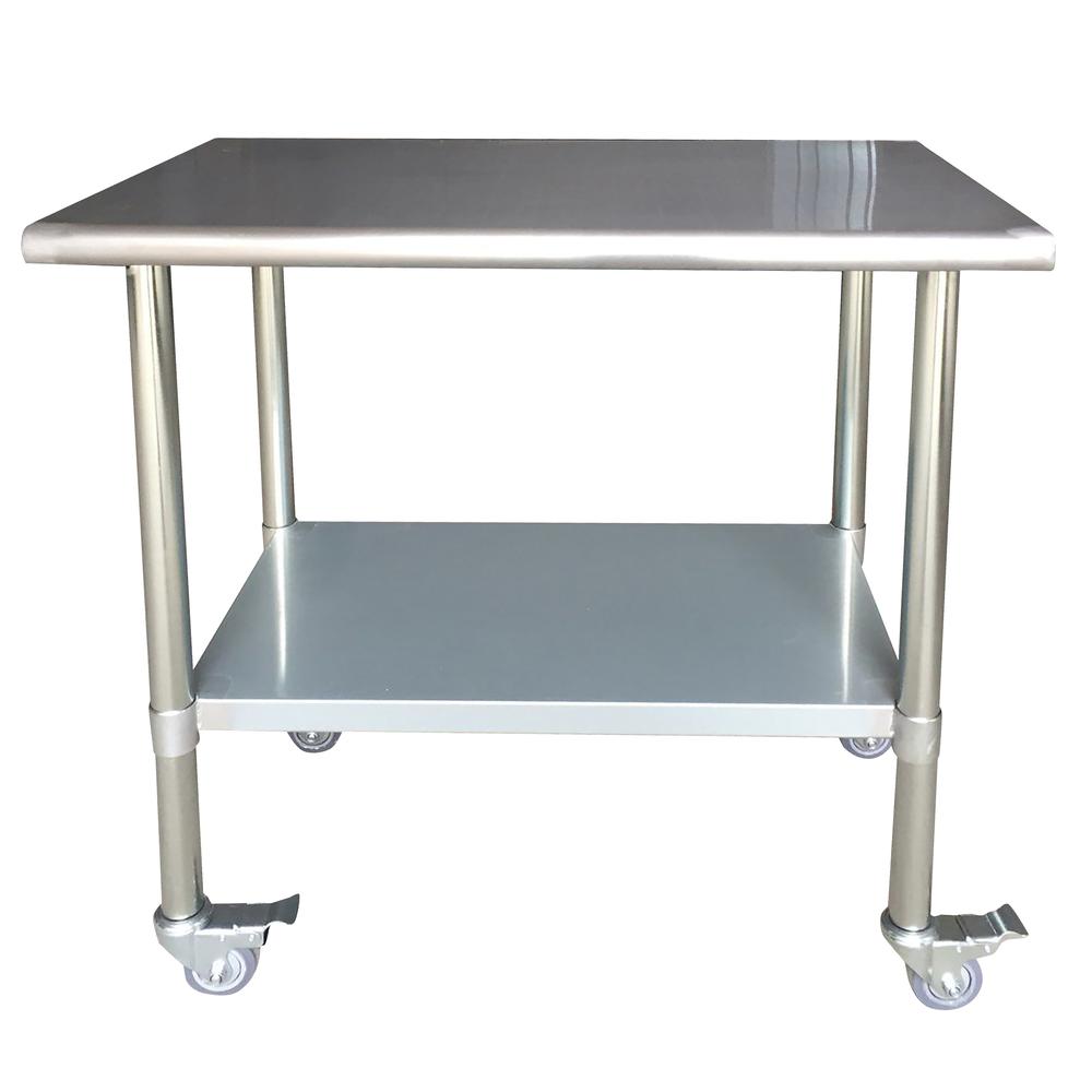Stainless Steel Work Table with Casters 24 x 36 Inches. Picture 1