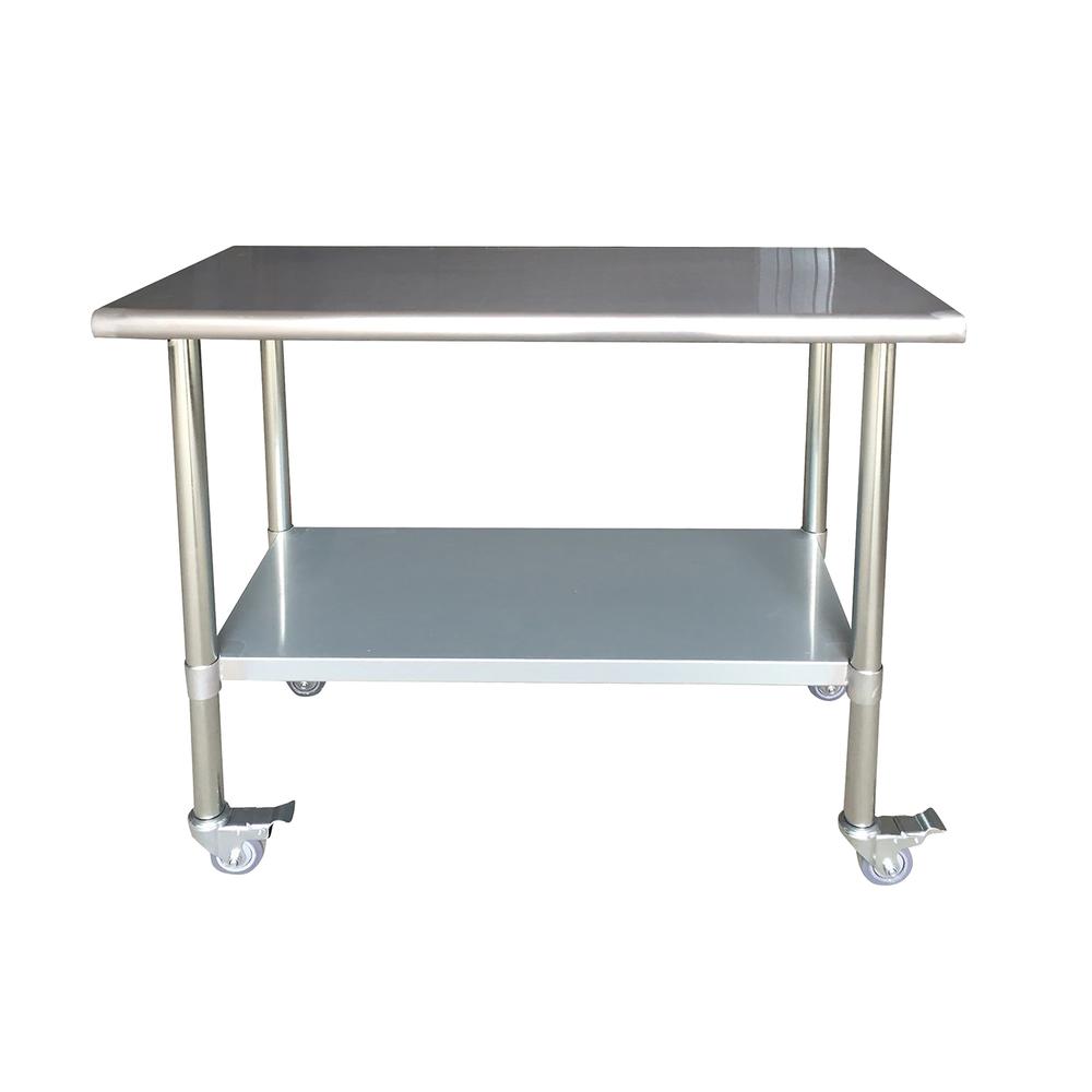 Stainless Steel Work Table with Casters 24 x 48 Inches. Picture 1