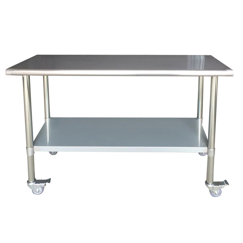 Stainless Steel Work Table with Casters 24 x 60 Inches. Picture 1