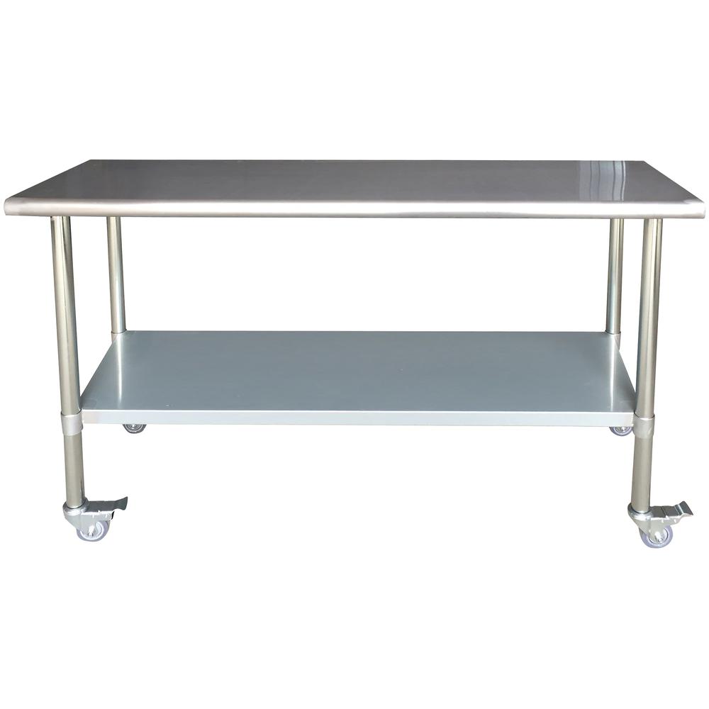 Stainless Steel Work Table with Casters 24 x 72 Inches. Picture 1
