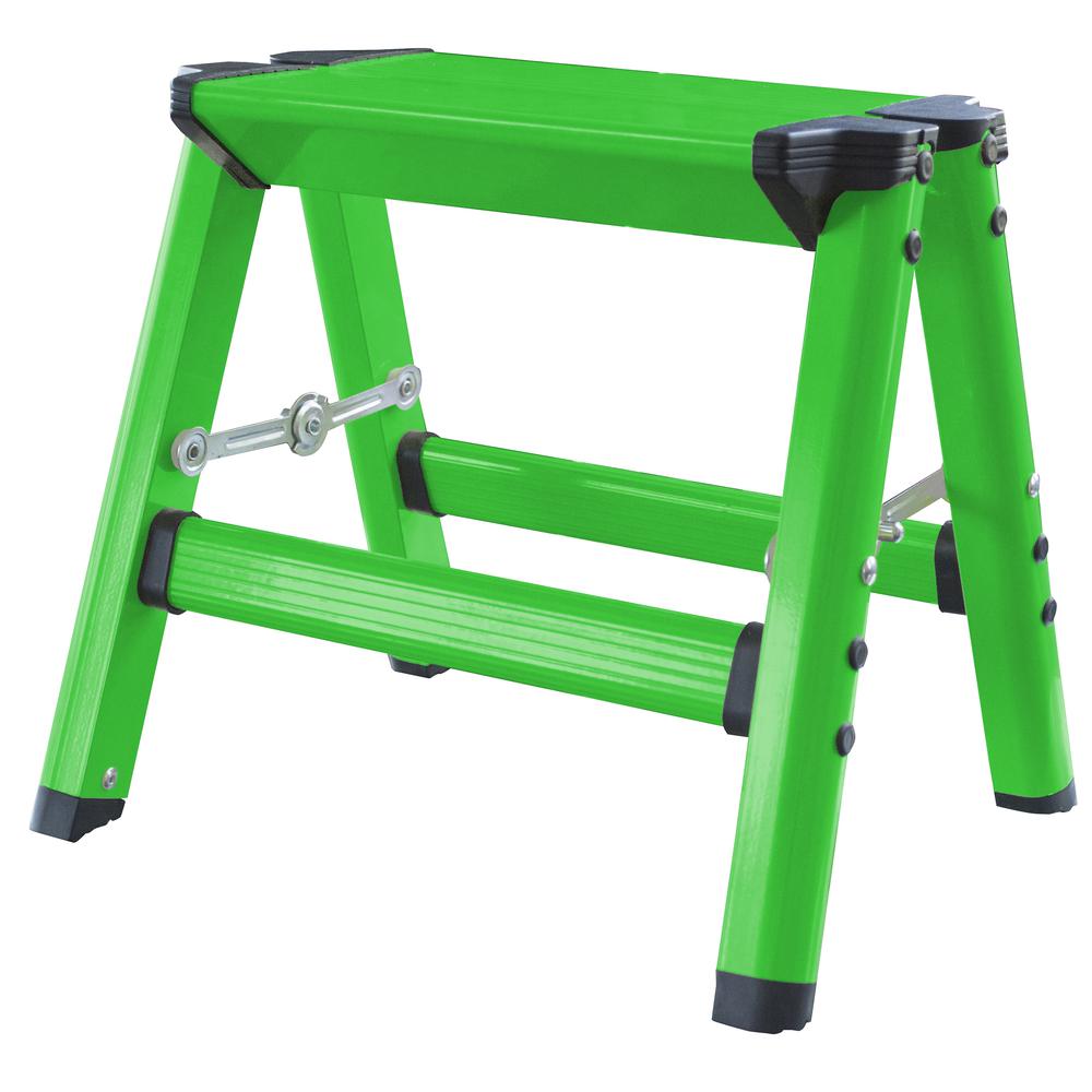 Lightweight Single Step Aluminum Step Stool - Bright Green. Picture 1