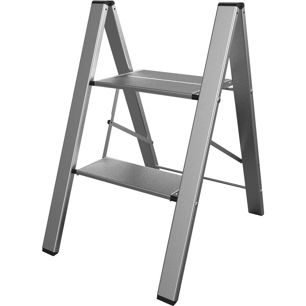 Ultra Slim Aluminum Two Step Folding Utility Step Ladder. Picture 1