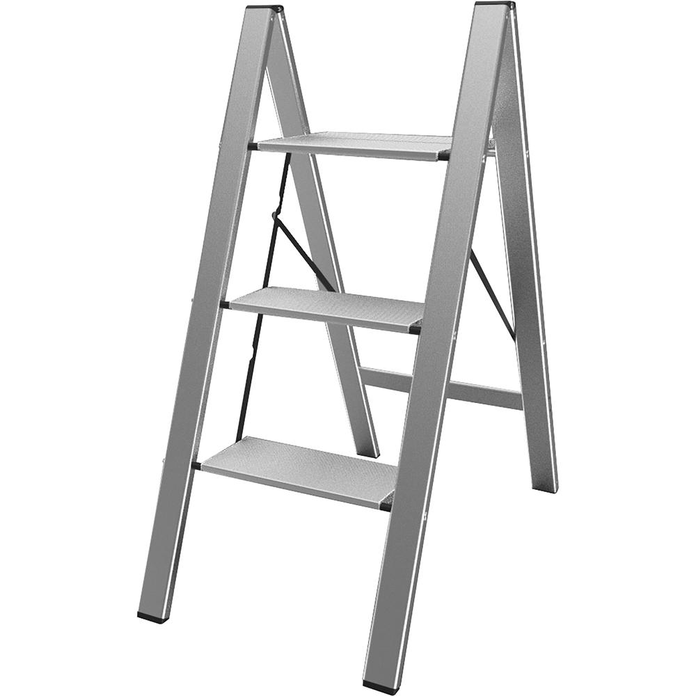 Ultra Slim Aluminum Three Step Folding Utility Step Ladder. Picture 2