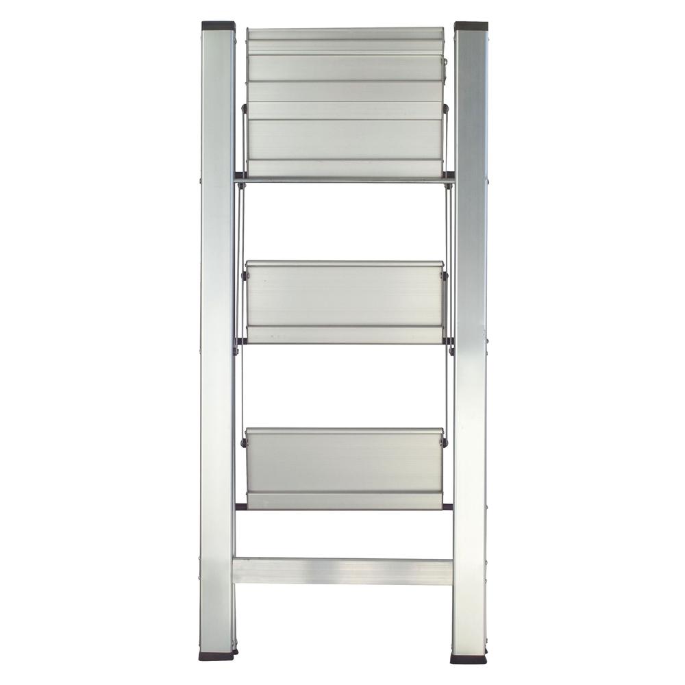 Ultra Slim Aluminum Three Step Folding Utility Step Ladder. Picture 1