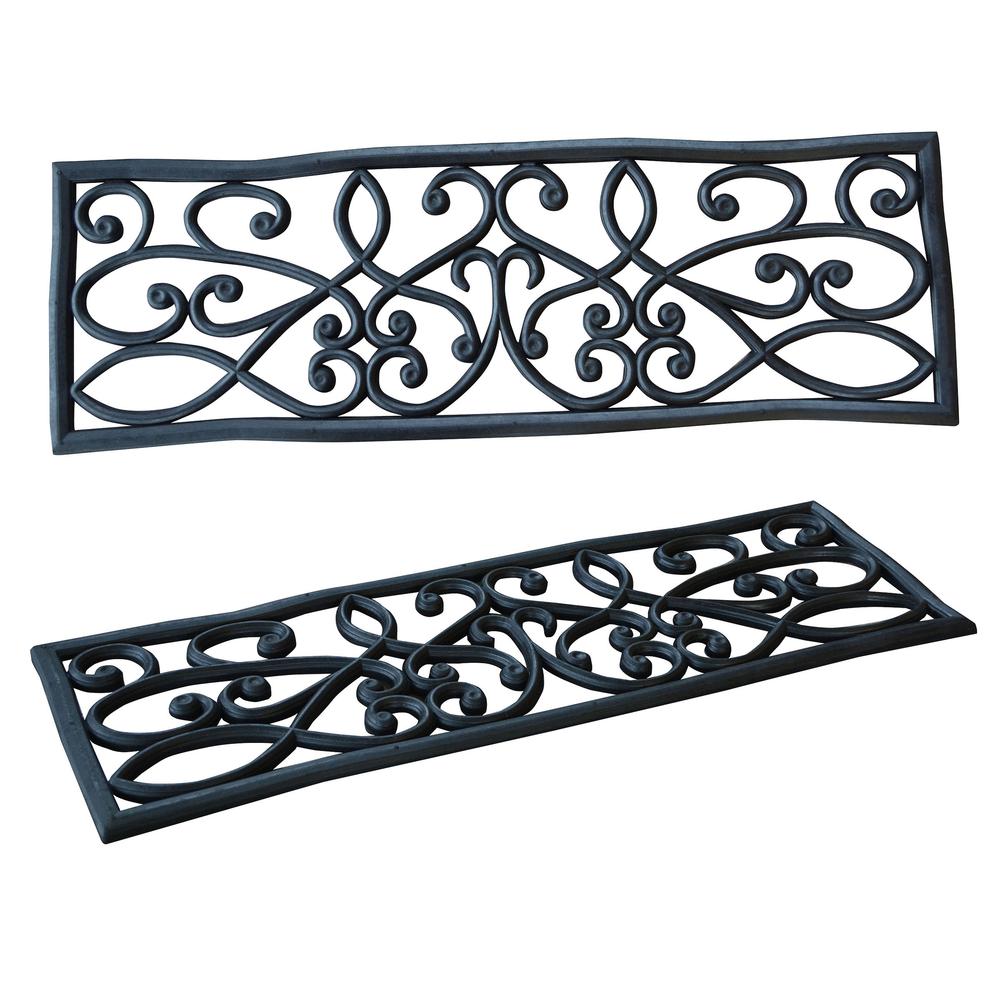 Decorative Scrollwork Entryway Rubber Mat Set - 5 Piece. Picture 3