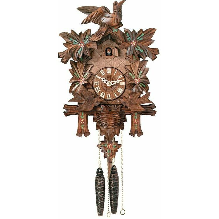 One Day Cuckoo Clock with Carved Maple Leaves & Moving Birds. Picture 2