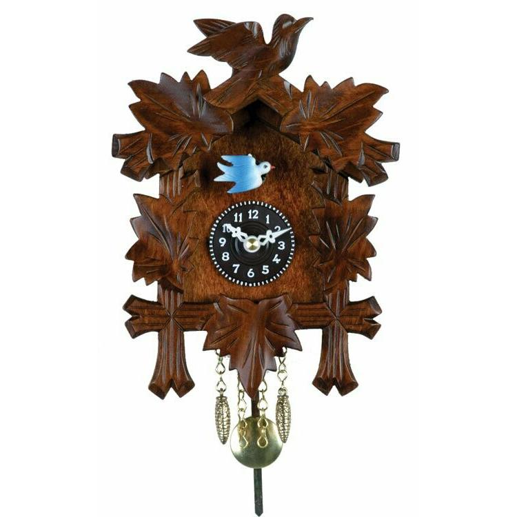 Quartz Novelty Clock - Five Leaves & One Bird with Moving Blue Bird. Picture 1