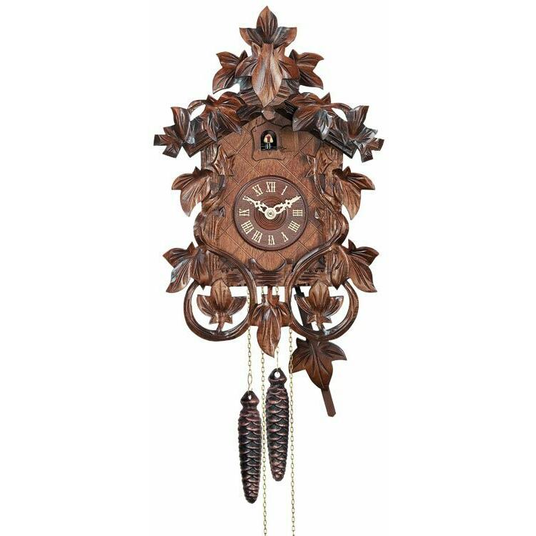 One Day Hand-carved Cuckoo Clock with Intricate Leaves & Vines. Picture 1