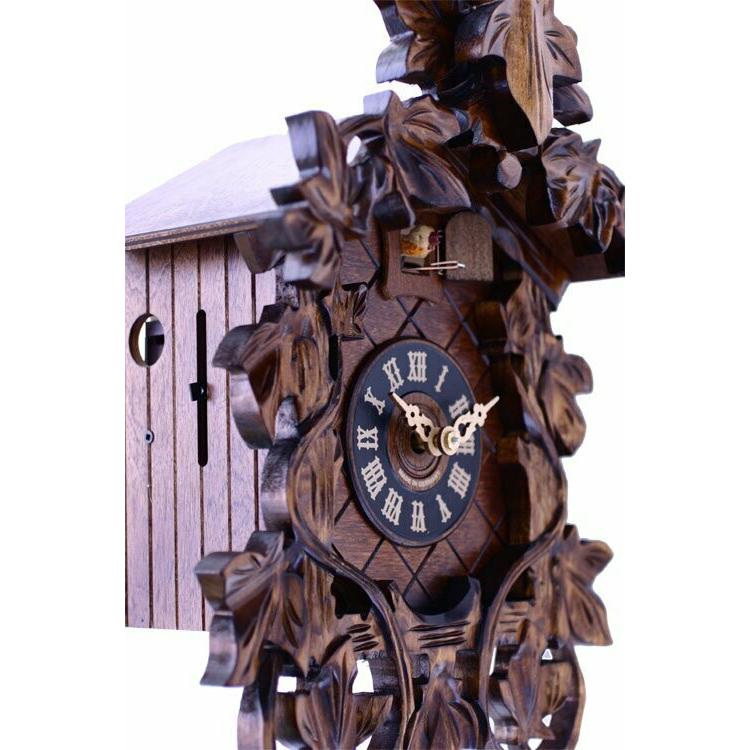 One Day Hand-carved Cuckoo Clock with Intricate Leaves & Vines. Picture 2